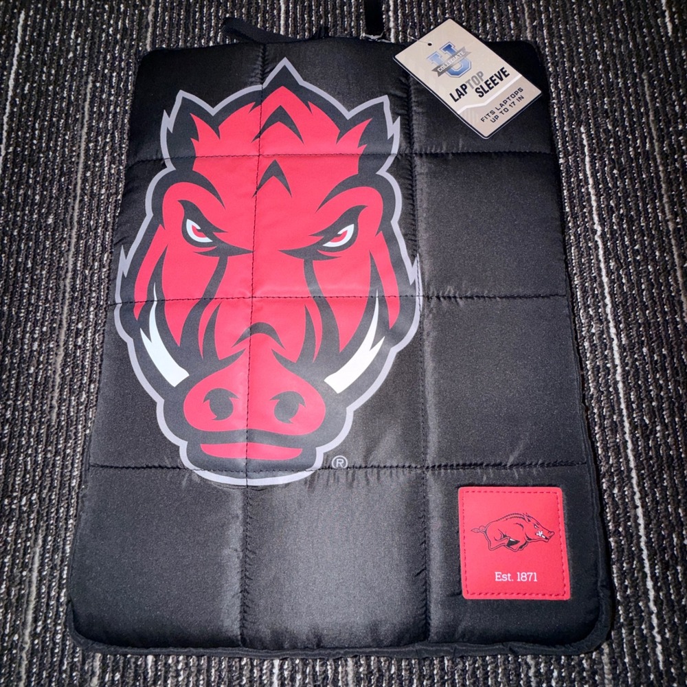 Prime Brands Arkansas Razorbacks Laptop Sleeve Unisex 17" Black NEW Quilted NCAA